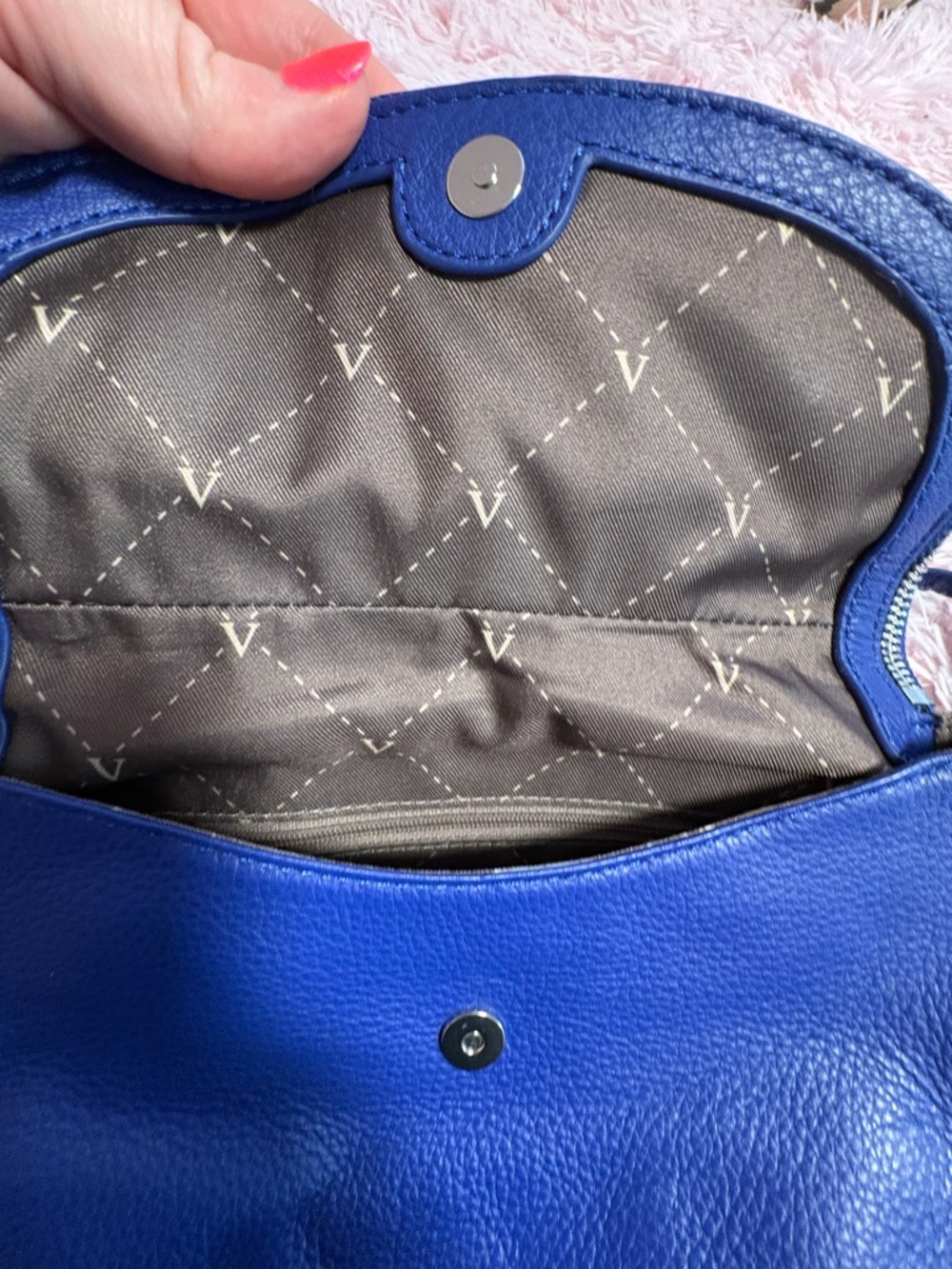Vince Camuto Cobalt Blue Pebbled Leather Crossbody - Picture 10 of 14